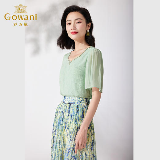 乔万尼夏新品上衣衬衫桑蚕丝真丝短袖衬衫ET2C228 商品图1