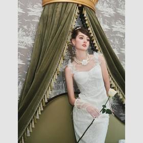 【孤品样衣，不退不换】【花的嫁纱】轻奢气质白色礼服连衣裙新款