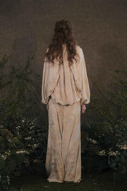 Mutedance  浅米色植物染拼片式半裙 商品图6