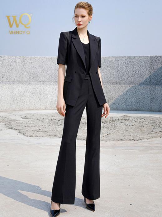 夏季新款蓝色西装微喇裤套装女气质时尚主持人职业装西服 商品图2