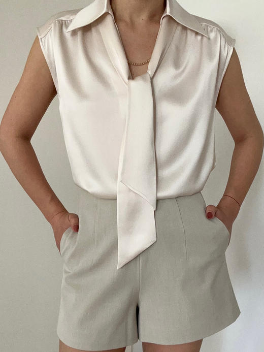 Semplicita | F20 极简西装短裤 [浅米 / 黑藏青] 商品图7