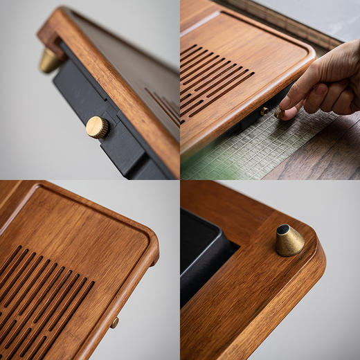 无闻/重竹茶盘/宽宏/连竹 家用简约茶台茶海抽屉储水式办公小型竹茶具托盘干湿两用（出水管需要单独购买） 商品图14