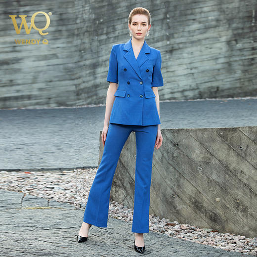 高端时尚蓝色西装职业装套装气质经理正装女工作服套裤西服套裙 商品图2
