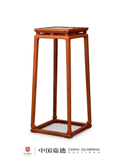 红桥红  家具严选  缅甸花梨（大果紫檀）【石面 98 明式托泥束腰 花架】 商品图0
