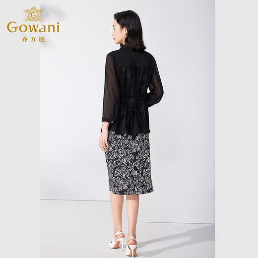 乔万尼连衣裙V领长袖修身两件套ET2G223 商品图3