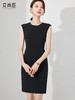 知性黑色无袖连衣裙女2023夏季新款气质收腰小黑裙培训讲师工作服 商品缩略图1
