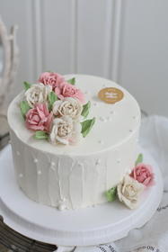 盛开玫瑰花蛋糕（加高，豆沙裱花）