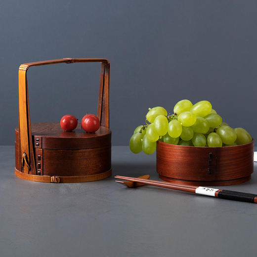 复古茶点提盒手工提篮家用分层鲜果盒复古糕点盒子餐具茶道配件 商品图1