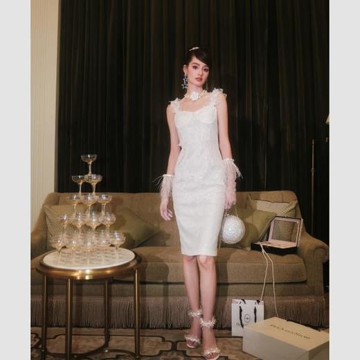 【孤品样衣，不退不换】【花的嫁纱】轻奢气质白色礼服连衣裙新款 商品图2