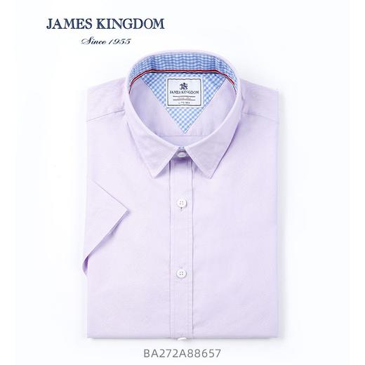 【 1件99/2件180/3件258】占姆士男士100%纯棉牛津纺时尚修身短袖衬衣 商品图4