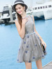 OLrain法式高级穿搭碎花网纱连衣裙女夏季镂空A字蓬蓬裙 商品缩略图1