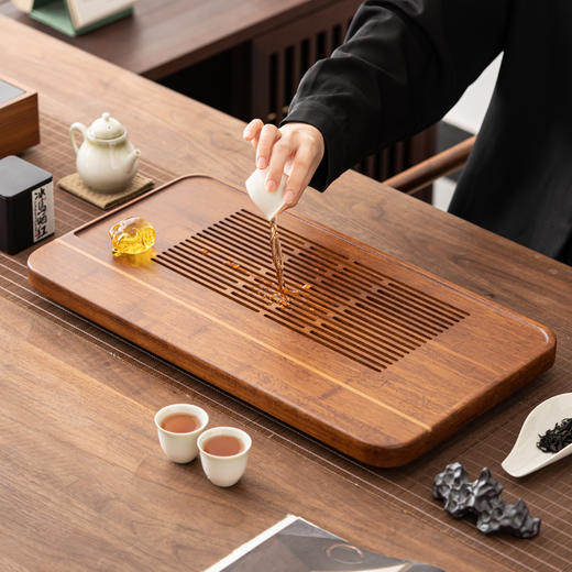 无闻/重竹茶盘/宽宏/连竹 家用简约茶台茶海抽屉储水式办公小型竹茶具托盘干湿两用（出水管需要单独购买） 商品图8