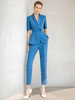 夏季蓝色青果领西装小脚裤套装女职业装正装美容师工作服西服套裤 商品缩略图0