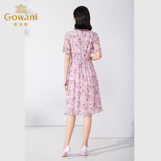 Gowani乔万尼2023新品夏桑蚕丝修身中长款真丝11mm连衣裙ET2E226701 商品图3