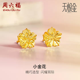 周六福5G黄金耳钉女2代无极金系列足金计价金花耳饰送女友礼物