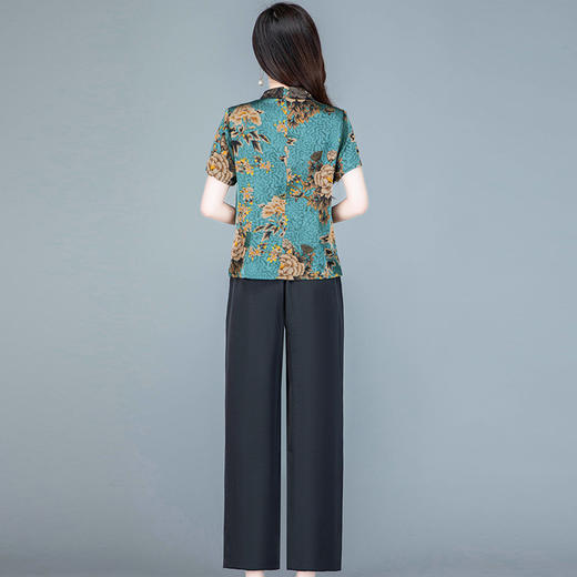 时尚短袖印花小衫，直筒长裤休闲装两件套QYM-237524-Y 商品图2