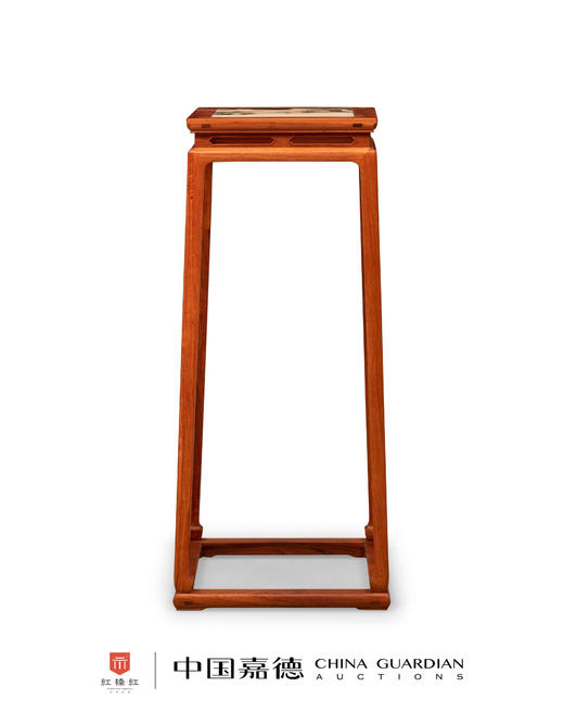 红桥红  家具严选  缅甸花梨（大果紫檀）【石面 98 明式托泥束腰 花架】 商品图1