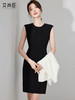 知性黑色无袖连衣裙女2023夏季新款气质收腰小黑裙培训讲师工作服 商品缩略图0