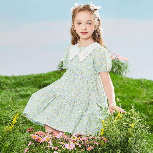 【110-160】女童夏款翻领学院风连衣裙马骑顿旗下LAVI纯棉 商品图8