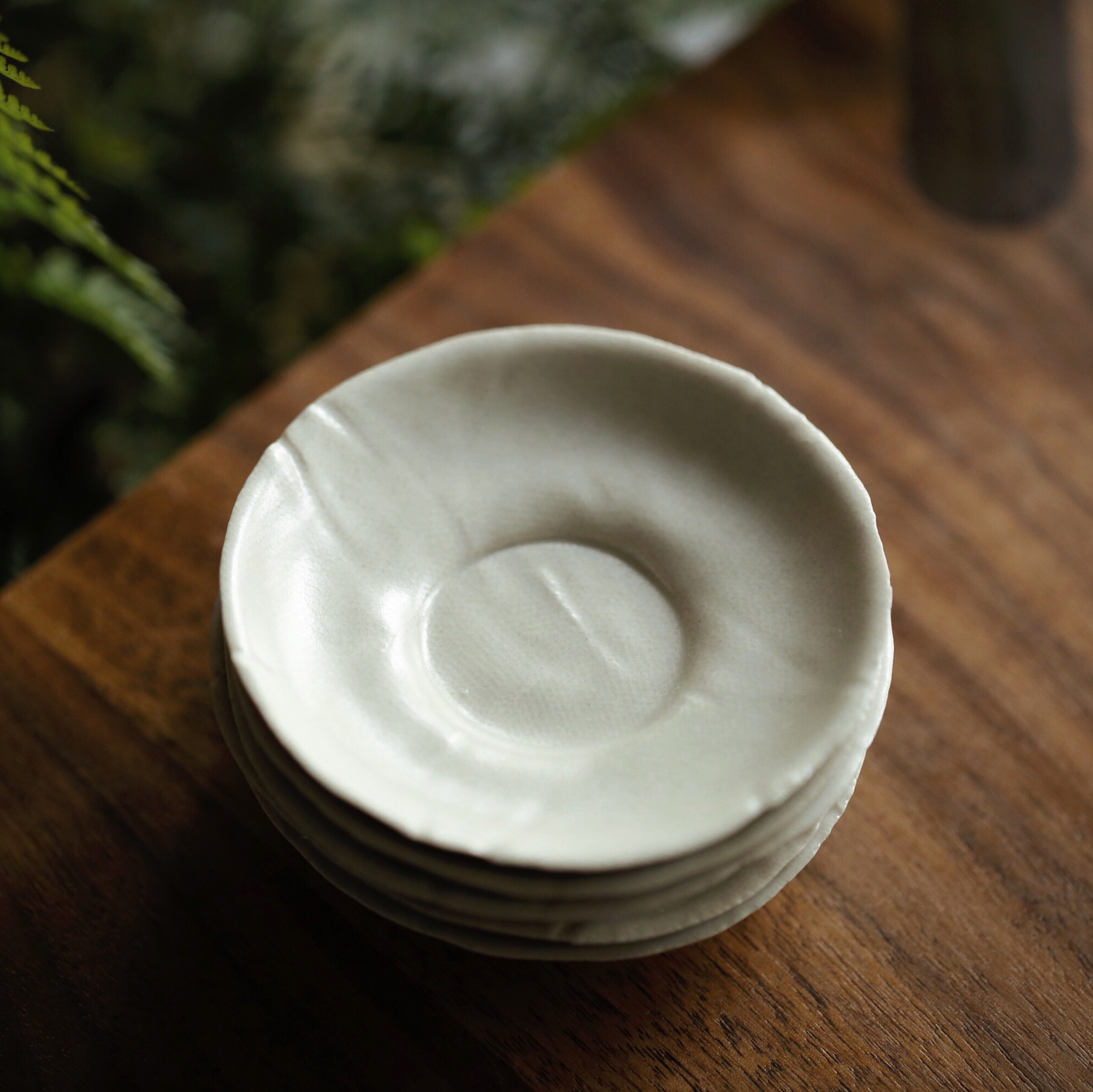 布纹杯托 哑光草木灰 单个草木灰釉