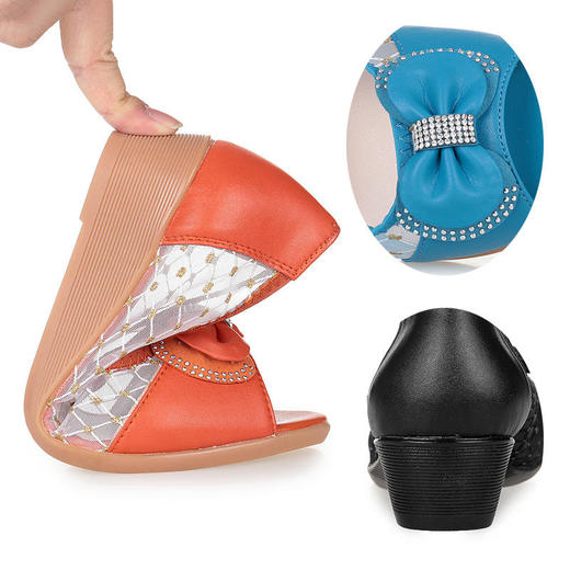 DD- 鱼嘴凉鞋中跟网鞋坡跟单鞋浅口妈妈鞋平底大码软底 商品图7