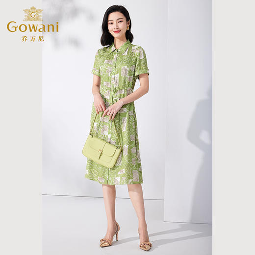 乔万尼新100%桑蚕丝连衣裙短袖修身真丝裙ET2E273 商品图1