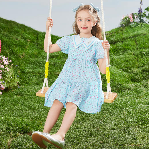 【110-160】女童夏款翻领学院风连衣裙马骑顿旗下LAVI纯棉 商品图6