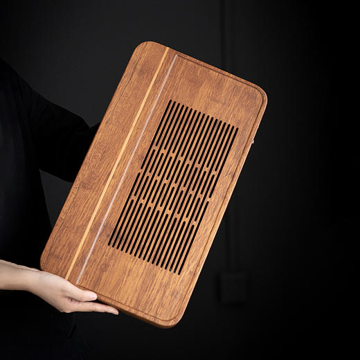 无闻/重竹茶盘/宽宏/连竹 家用简约茶台茶海抽屉储水式办公小型竹茶具托盘干湿两用（出水管需要单独购买） 商品图4