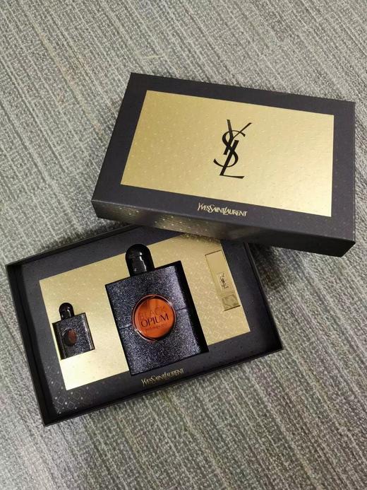YSL圣罗兰黑鸦片香水三件套 黑鸦片浓香90ml  小样7.5ml 方管口红70 商品图2