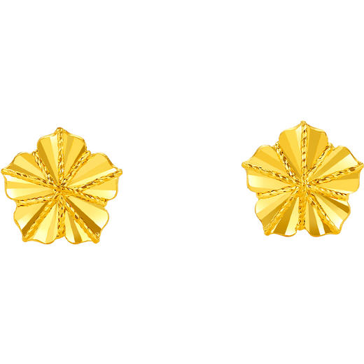 周六福5G黄金耳钉女2代无极金系列足金计价金花耳饰送女友礼物 商品图5