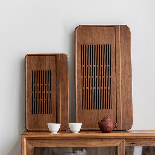 无闻/重竹茶盘/宽宏/连竹 家用简约茶台茶海抽屉储水式办公小型竹茶具托盘干湿两用（出水管需要单独购买） 商品图5