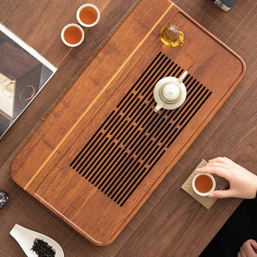 无闻/重竹茶盘/宽宏/连竹 家用简约茶台茶海抽屉储水式办公小型竹茶具托盘干湿两用（出水管需要单独购买） 商品图9
