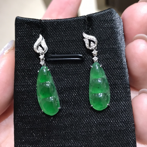 危料翡翠豆子耳坠