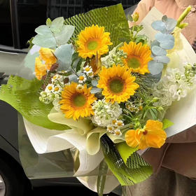 《青柠》绿心向日葵花束