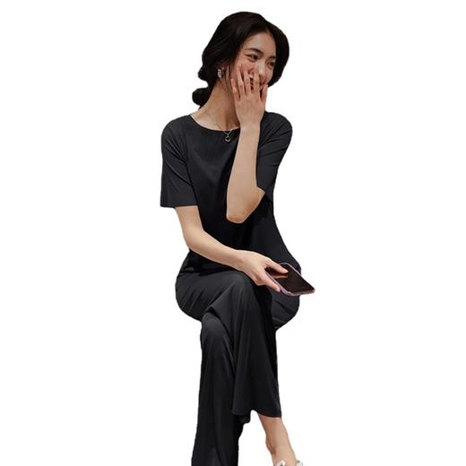 【简洁大方冰丝套装】小港姐软软套装夏季薄款纯色家居服两件套短袖松紧腰长裤懒人睡衣 商品图4