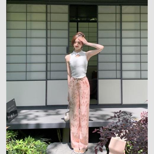 BeQueenStory【国风凉凉裤】新中式提花盘扣阔腿休闲裤2023夏新款 商品图4