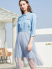 OLrain法式高级穿搭衬衫连衣裙女夏季2022年收腰气质假两件裙 商品缩略图0