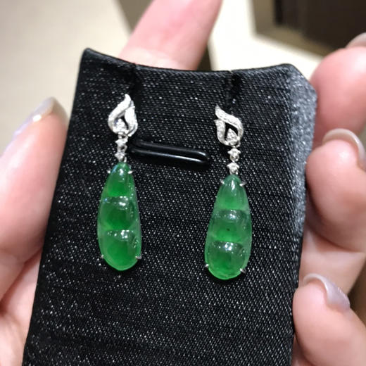 危料翡翠豆子耳坠 商品图1