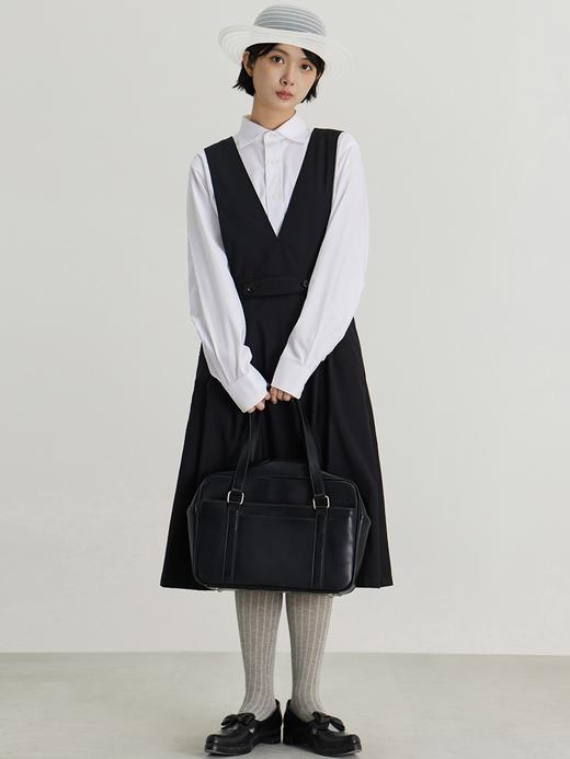 cryingcenter 学院复古背带黑色利落百褶西装裙 商品图2