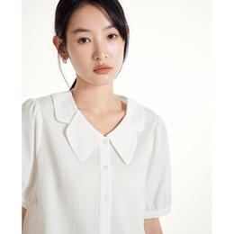 【夏装尝新-5a】TOYOUTH初语设计感抽褶白衬衫女2023年夏季新款泡泡袖短款小衫