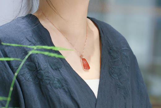 南红冰飘【曼兮】吊坠，925银镶  商品图5