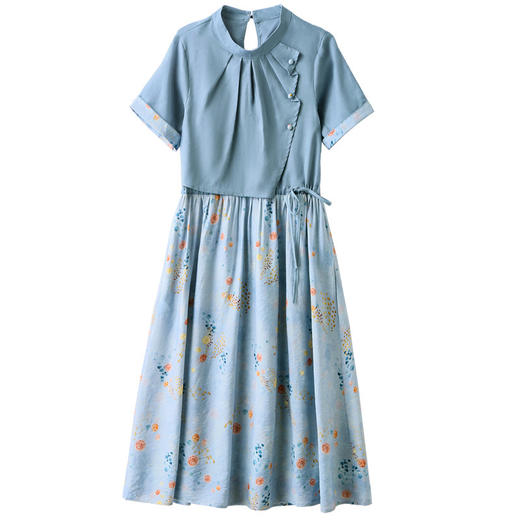 气质温柔风连衣裙，夏新款抽绳收腰显瘦女神范时尚棉麻裙子HR-WX208-19 商品图4