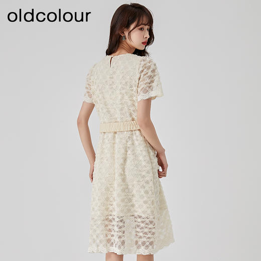 oldcolour2023夏季新款法式优雅气质镂空蕾丝收腰连衣裙O23101370 商品图4
