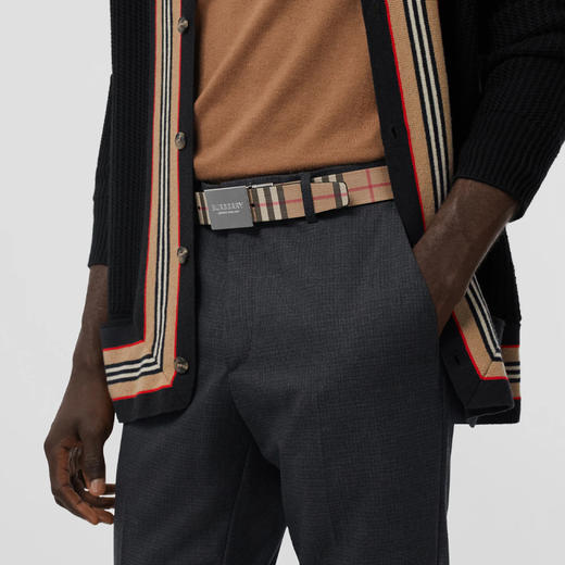 BURBERRY 巴宝莉 男士双面两用饰牌搭扣格纹拼皮革腰带 格子 8052783 A7026 商品图3