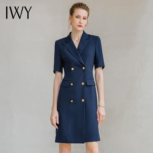 IWY/夏款薄款职业西装连衣裙女正式场合职业正装藏青色工作服通勤232030Q1 商品图1