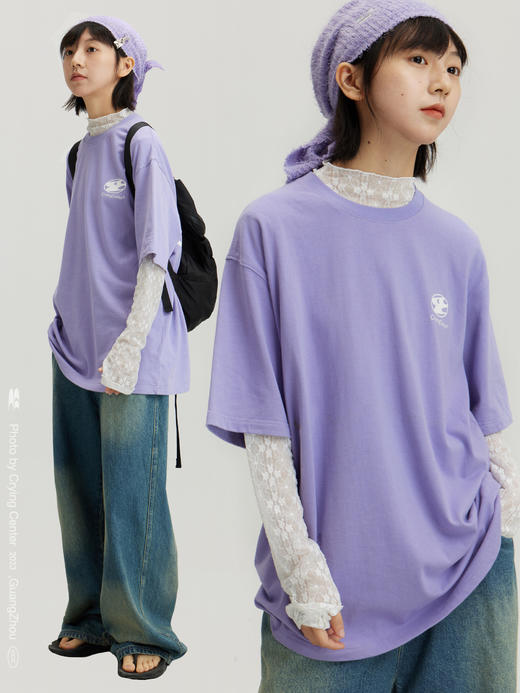 .CryingCenter 日系辣妹混搭透视蕾丝网纱打底长袖tee 哭喊中心 商品图1