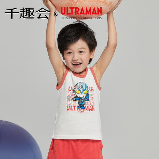 千趣会千趣会童装男童夏奥特曼童趣印花棉质无袖T恤背心 商品图2