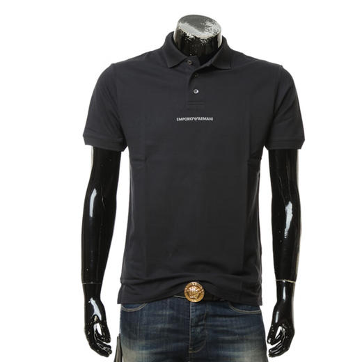 EMPORIO ARMANI 阿玛尼 男士棉质字母徽标印花短袖polo衫 深灰色 3R1F73 1JTKZ 0651 商品图0