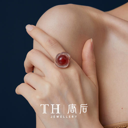 【唐后】 军武-天然红色玛瑙石 天然珍珠  耳环 项链 胸针 戒指 高级感纯银耳钉 商品图11