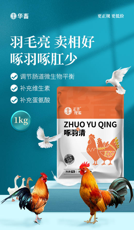 华畜啄羽清1kg 羽毛光亮丰满 卖相好 禽用饲料添加剂 商品图1